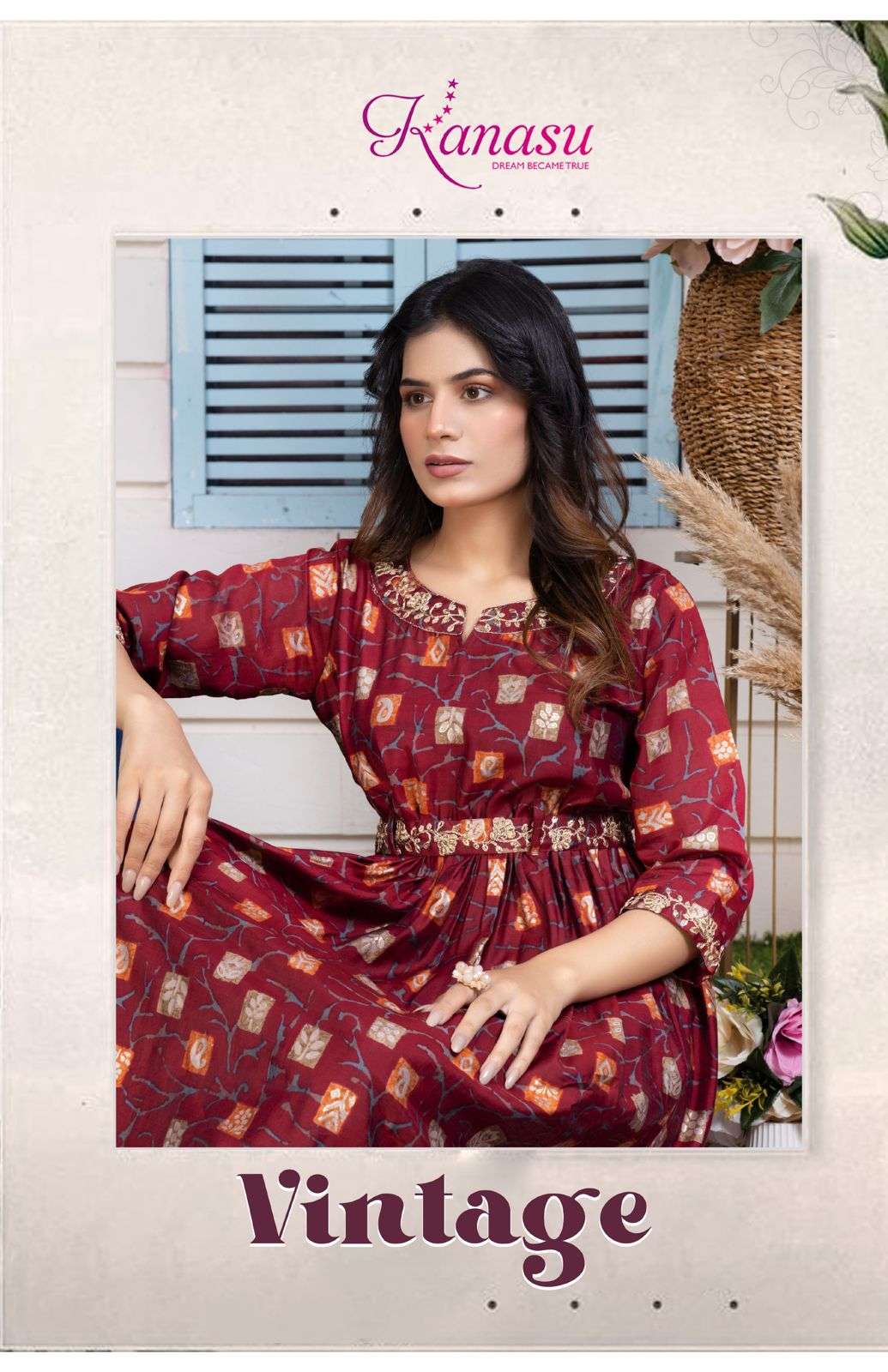 Kanasu Vintage Heavy Chanderi Embroidery Kurti Wholesale catalog