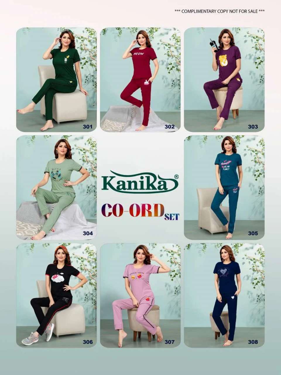 Kanika Co Ord Set 301 To 308 Night Suits Wholesale catalog