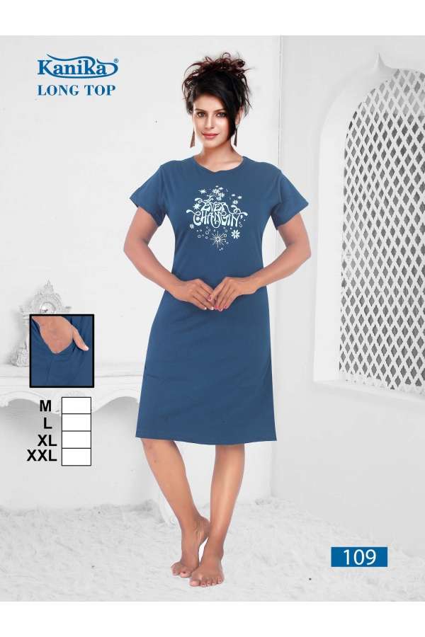Kanika Long Top 101 To 110 Night Suits Wholesale catalog