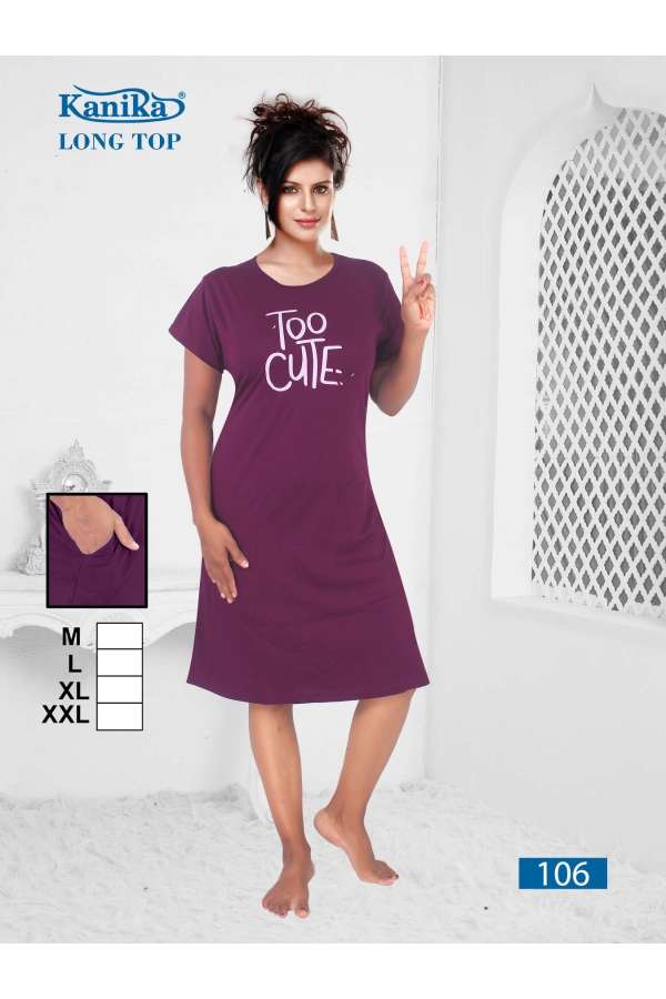 Kanika Long Top 101 To 110 Night Suits Wholesale catalog