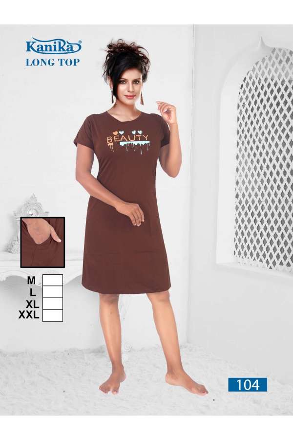 Kanika Long Top 101 To 110 Night Suits Wholesale catalog