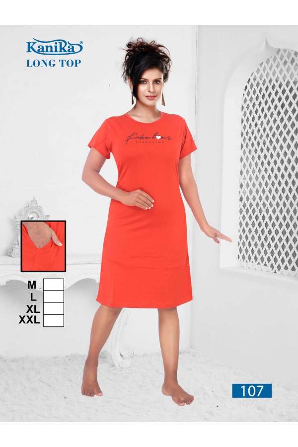 Kanika Long Top 101 To 110 Night Suits Wholesale catalog