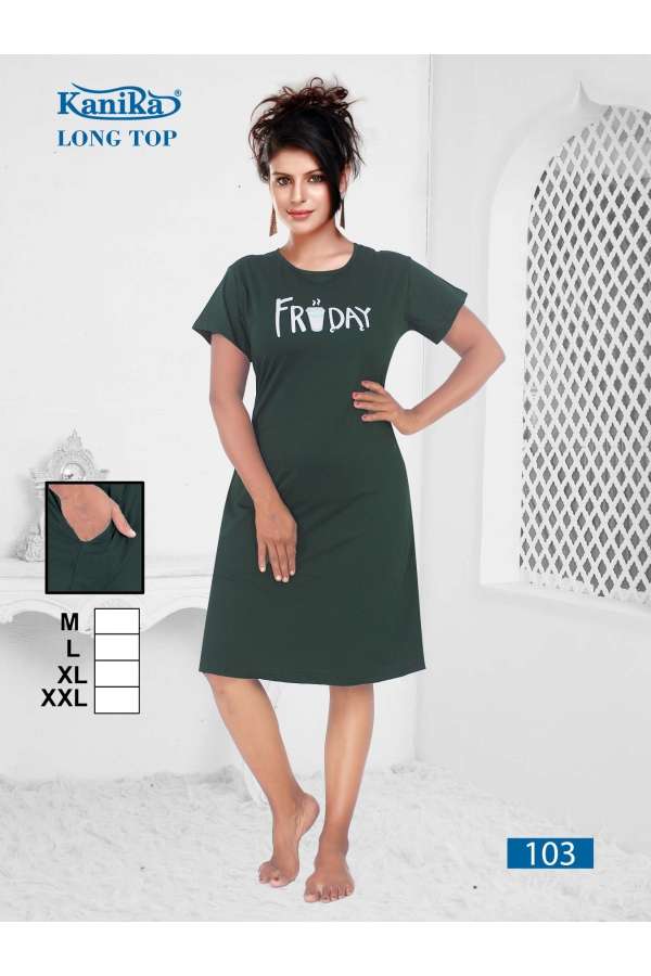 Kanika Long Top 101 To 110 Night Suits Wholesale catalog