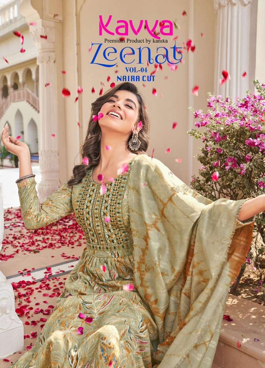 Kavya Zeenat Vol-4 Kurti Pant Dupatta -Wholesale Catalog