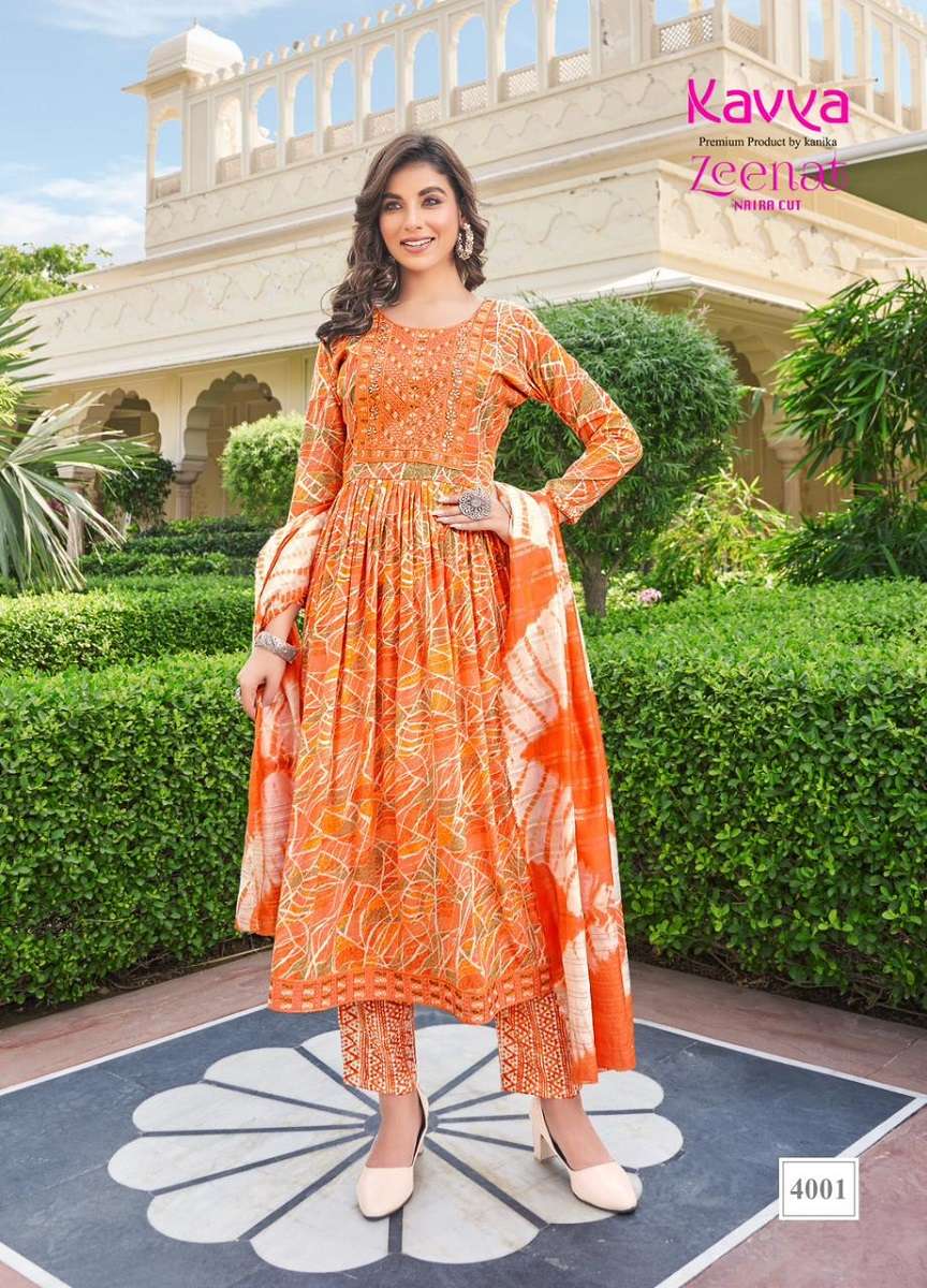 Kavya Zeenat Vol-4 Kurti Pant Dupatta -Wholesale Catalog