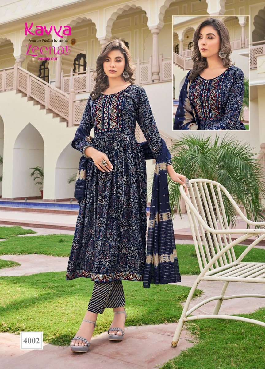 Kavya Zeenat Vol-4 Kurti Pant Dupatta -Wholesale Catalog