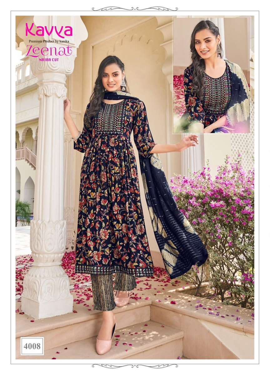 Kavya Zeenat Vol-4 Kurti Pant Dupatta -Wholesale Catalog