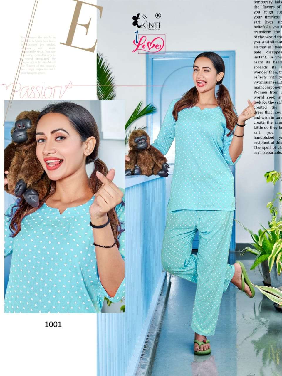 Kinti 1 Love Rayon Printed Night Suits Wholesale catalog