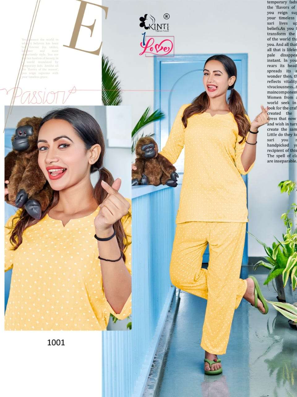 Kinti 1 Love Rayon Printed Night Suits Wholesale catalog