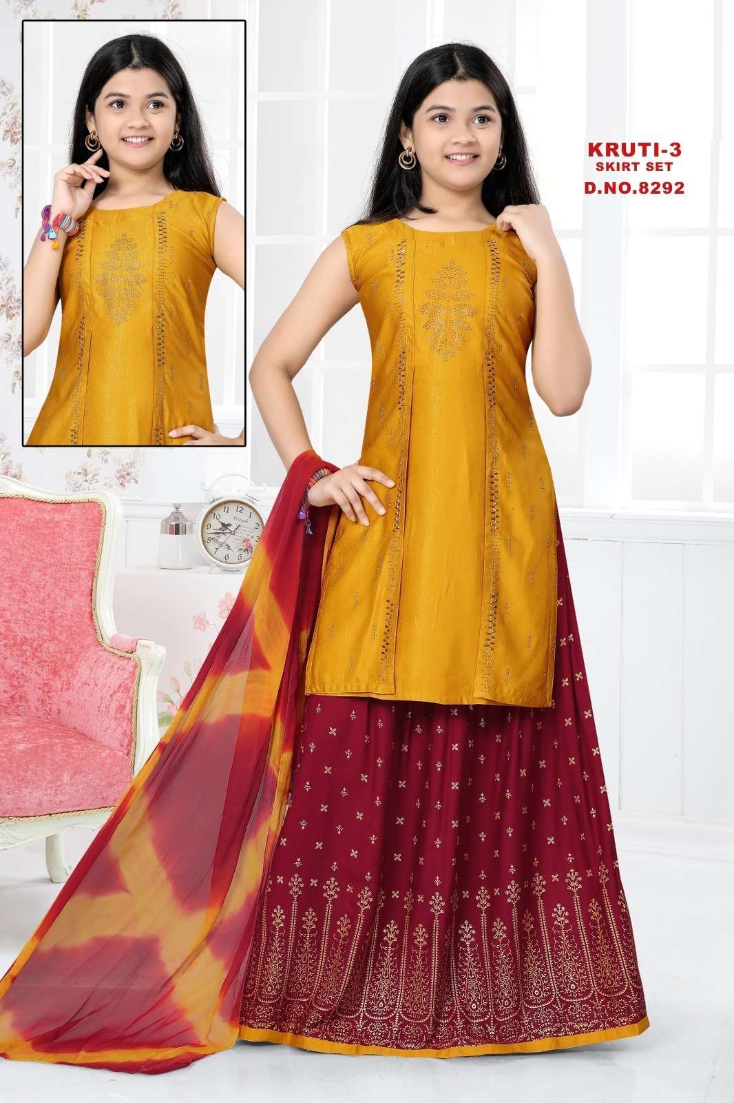 Kruti Vol 3 Kids Wear Kurti Skirt With Dupatta Wholesale catalog