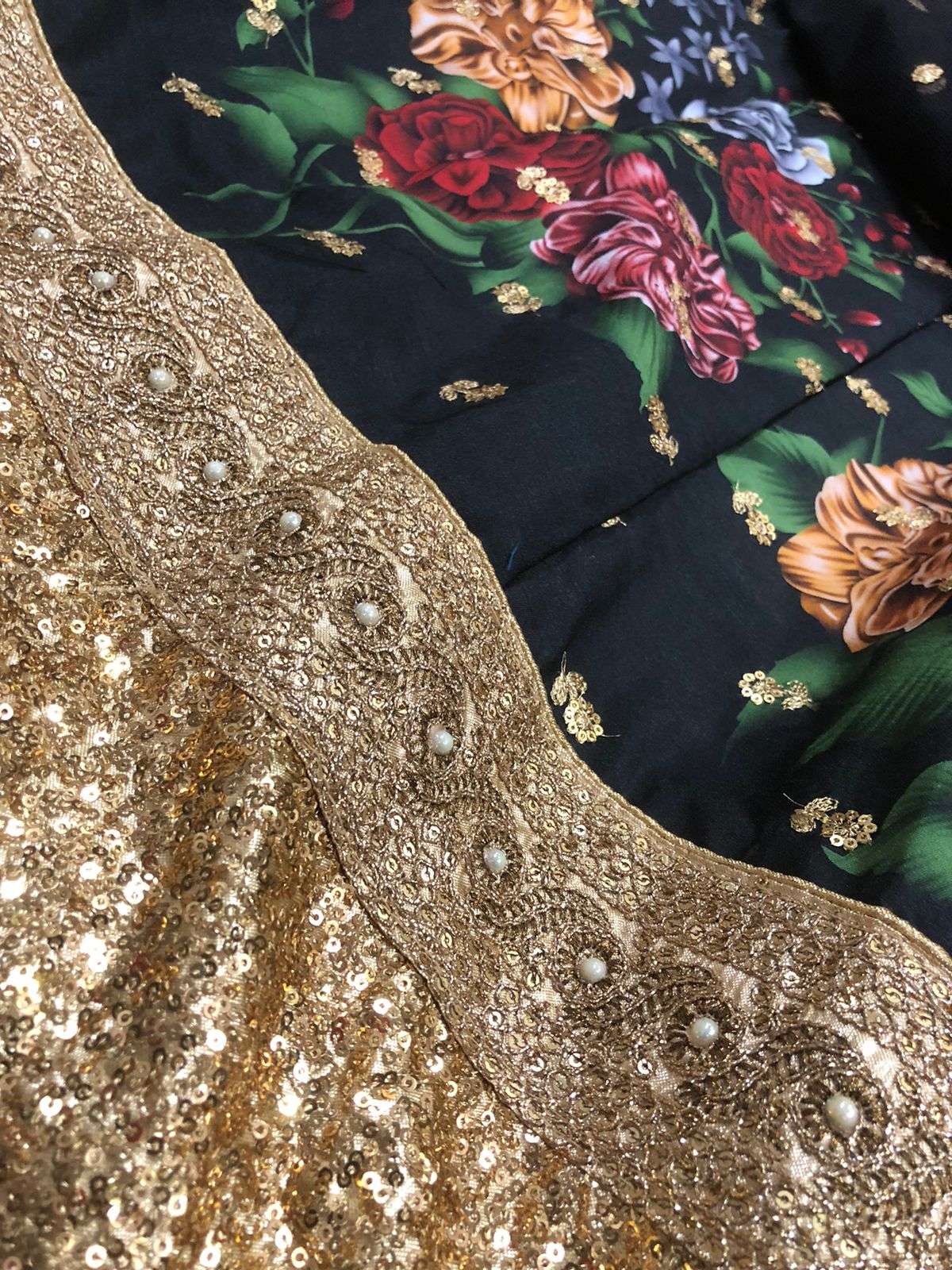 LISHVAA VOL-1 BLACK  WEDDING SEASON SPECIAL FLOWER PRINTED LEHNAGA CHOLI Wholesale catalog