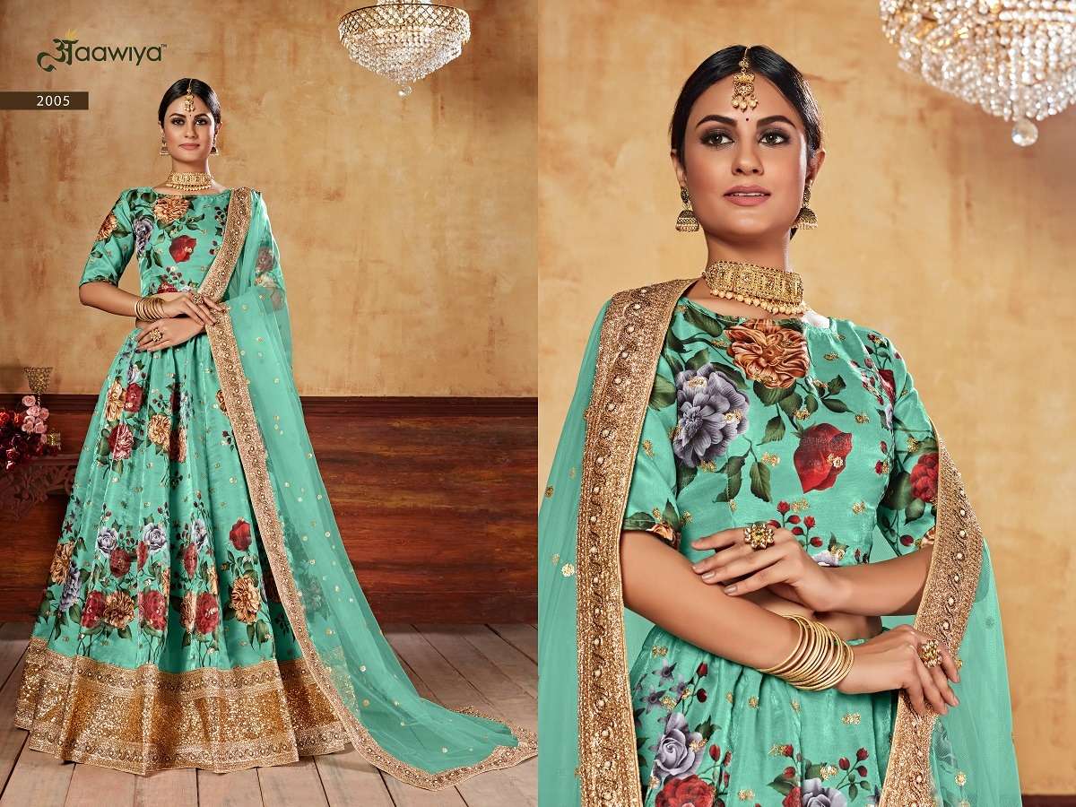LISHVAA VOL-1 GREEN  WEDDING SEASON SPECIAL FLOWER PRINTED LEHNAGA CHOLI Wholesale catalog