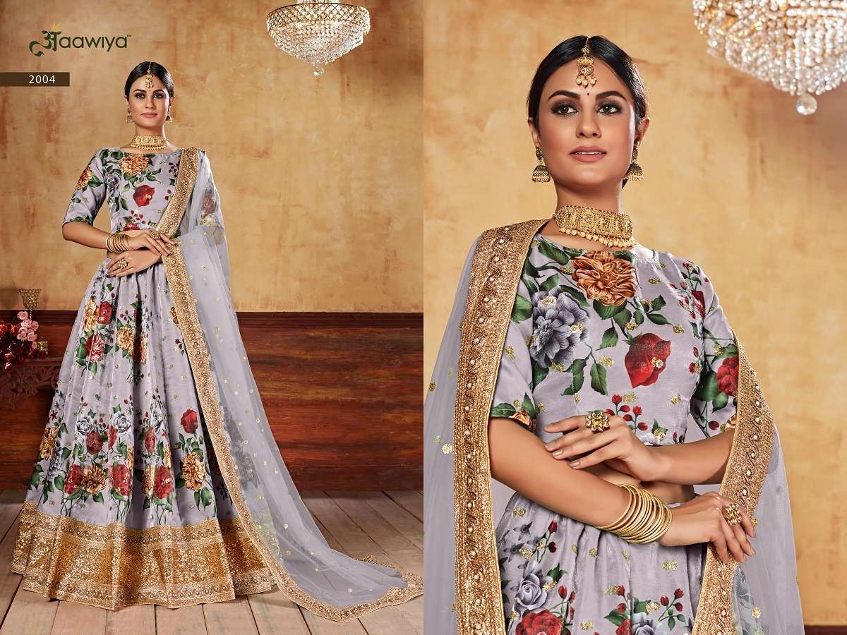 LISHVAA VOL-1 GREY WEDDING SEASON SPECIAL FLOWER PRINTED LEHNAGA CHOLI Wholesale catalog