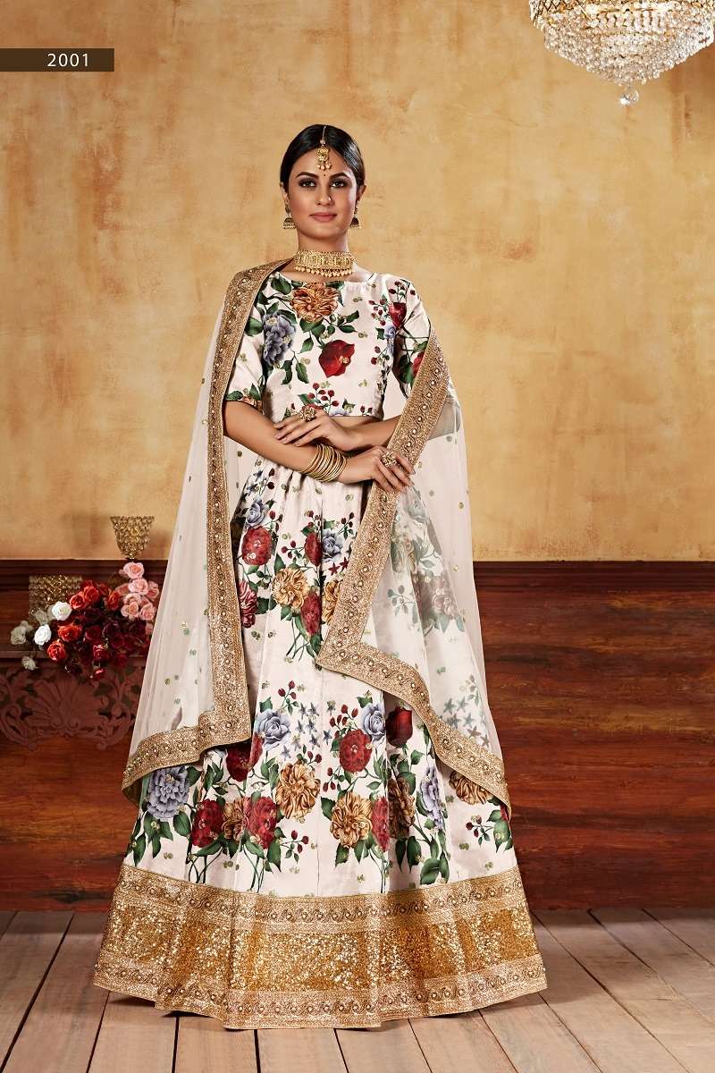 LISHVAA VOL-1 WEDDING SEASON SPECIAL FLOWER PRINTED LEHNAGA CHOLI Wholesale catalog