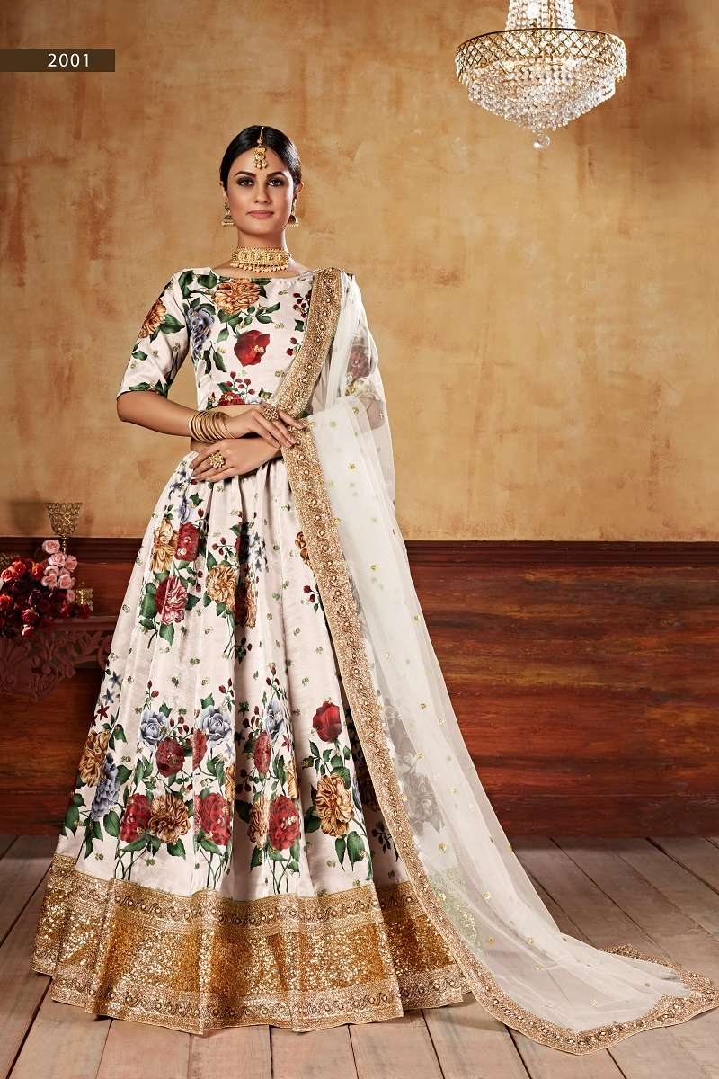 LISHVAA VOL-1 WEDDING SEASON SPECIAL FLOWER PRINTED LEHNAGA CHOLI Wholesale catalog