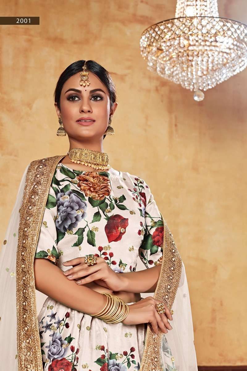 LISHVAA VOL-1 WEDDING SEASON SPECIAL FLOWER PRINTED LEHNAGA CHOLI Wholesale catalog