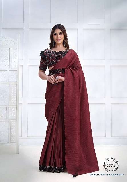 Mahotsav Mohmanthan Majestica Crepe Satin Silk Saree Wholesale catalog