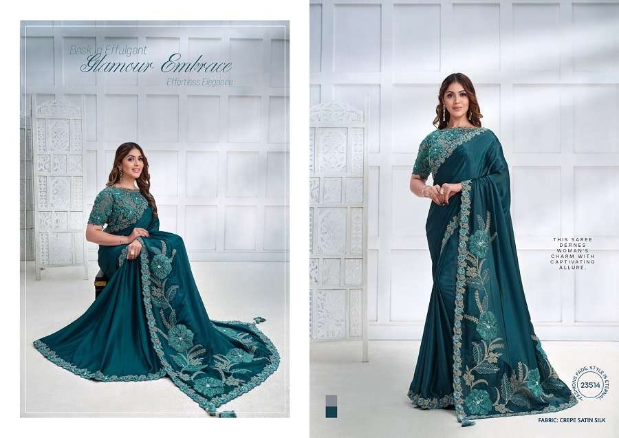 Mahotsav Mohmanthan Majestica Crepe Satin Silk Saree Wholesale catalog