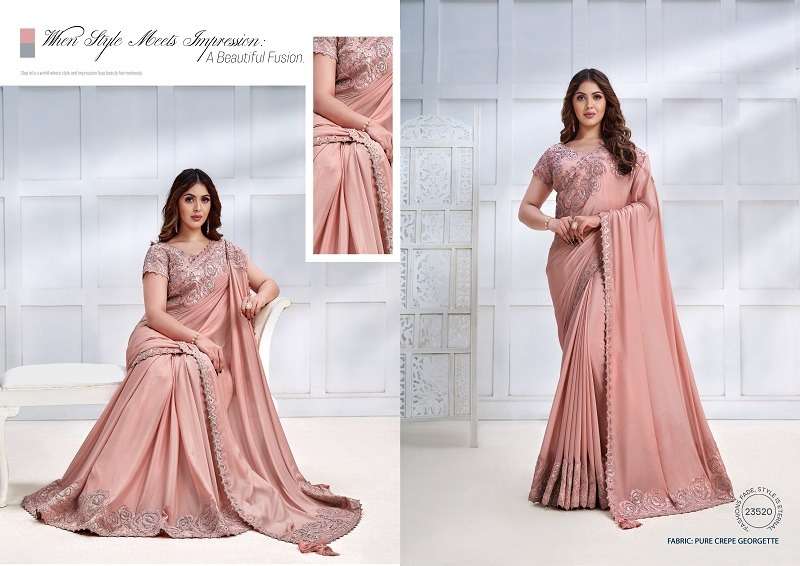 Mahotsav Mohmanthan Majestica Crepe Satin Silk Saree Wholesale catalog