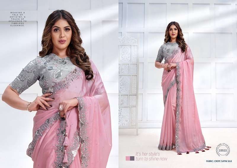 Mahotsav Mohmanthan Majestica Crepe Satin Silk Saree Wholesale catalog