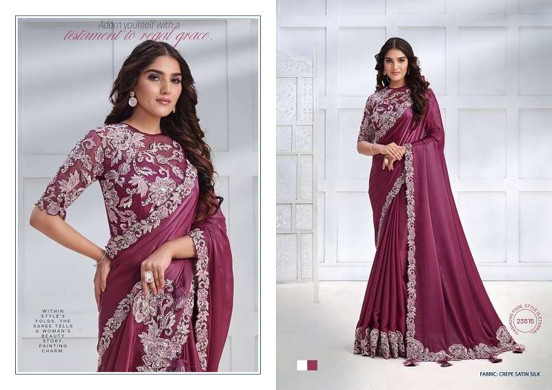 Mahotsav Mohmanthan Majestica Crepe Satin Silk Saree Wholesale catalog