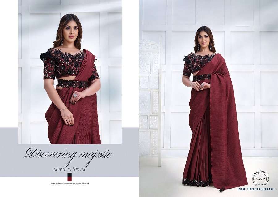 Mahotsav Mohmanthan Majestica Crepe Satin Silk Saree Wholesale catalog
