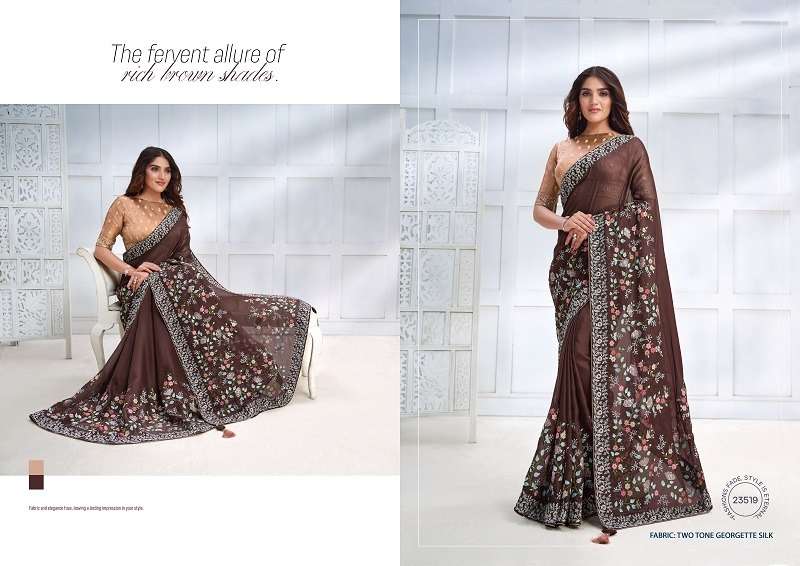 Mahotsav Mohmanthan Majestica Crepe Satin Silk Saree Wholesale catalog
