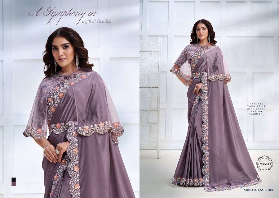Mahotsav Mohmanthan Majestica Crepe Satin Silk Saree Wholesale catalog