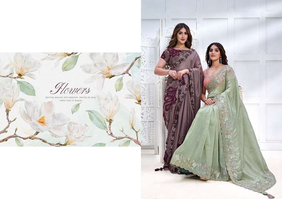 Mahotsav Mohmanthan Majestica Crepe Satin Silk Saree Wholesale catalog