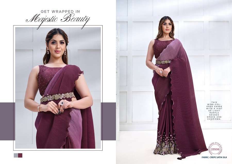 Mahotsav Mohmanthan Majestica Crepe Satin Silk Saree Wholesale catalog