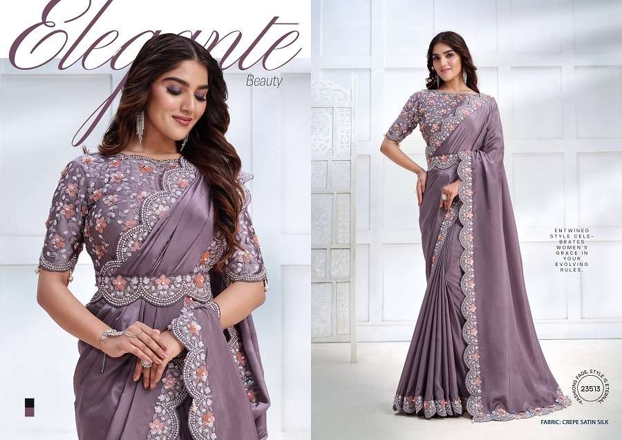 Mahotsav Mohmanthan Majestica Crepe Satin Silk Saree Wholesale catalog