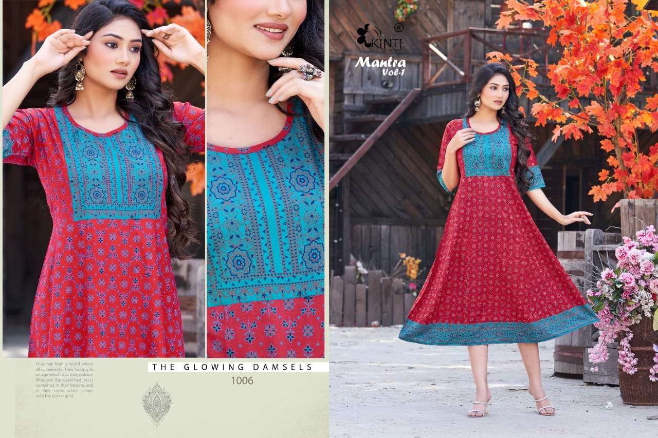 Mantra By Kinti Heavy RAYON  Print Kurti Wholesale catalog
