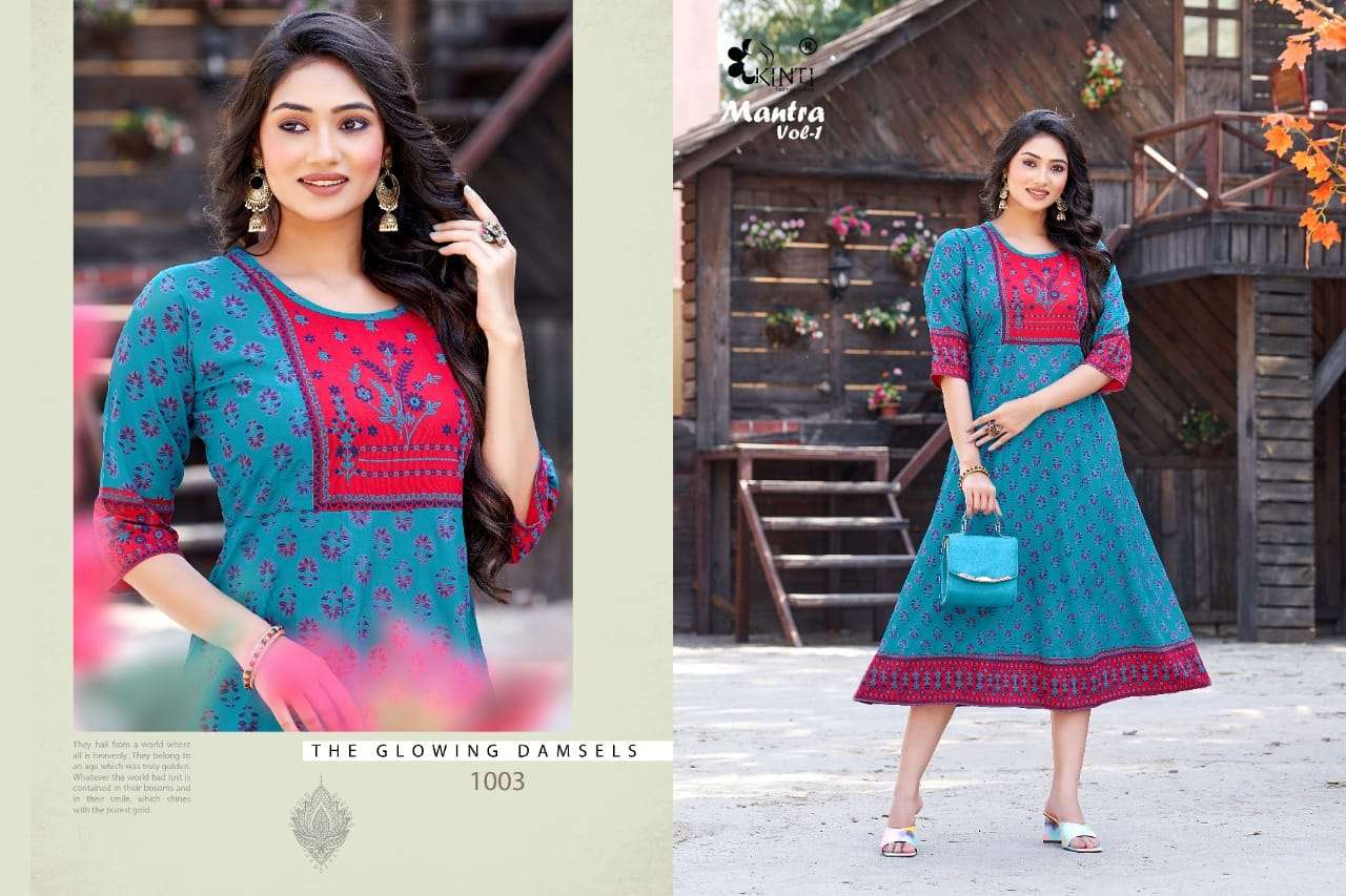 Mantra By Kinti Heavy RAYON  Print Kurti Wholesale catalog