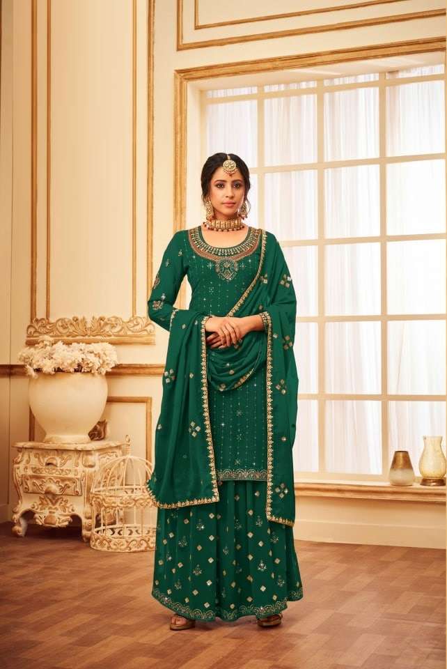 Master 864 Faux Georgette Embroidery Salwar Suits Wholesale catalog
