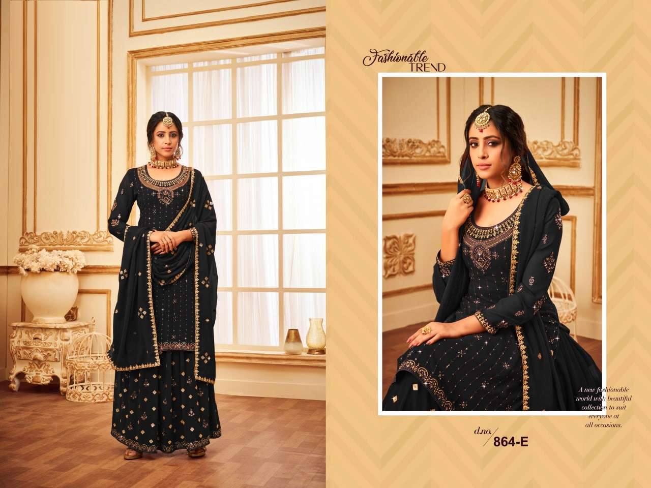 Master 864 Faux Georgette Embroidery Salwar Suits Wholesale catalog
