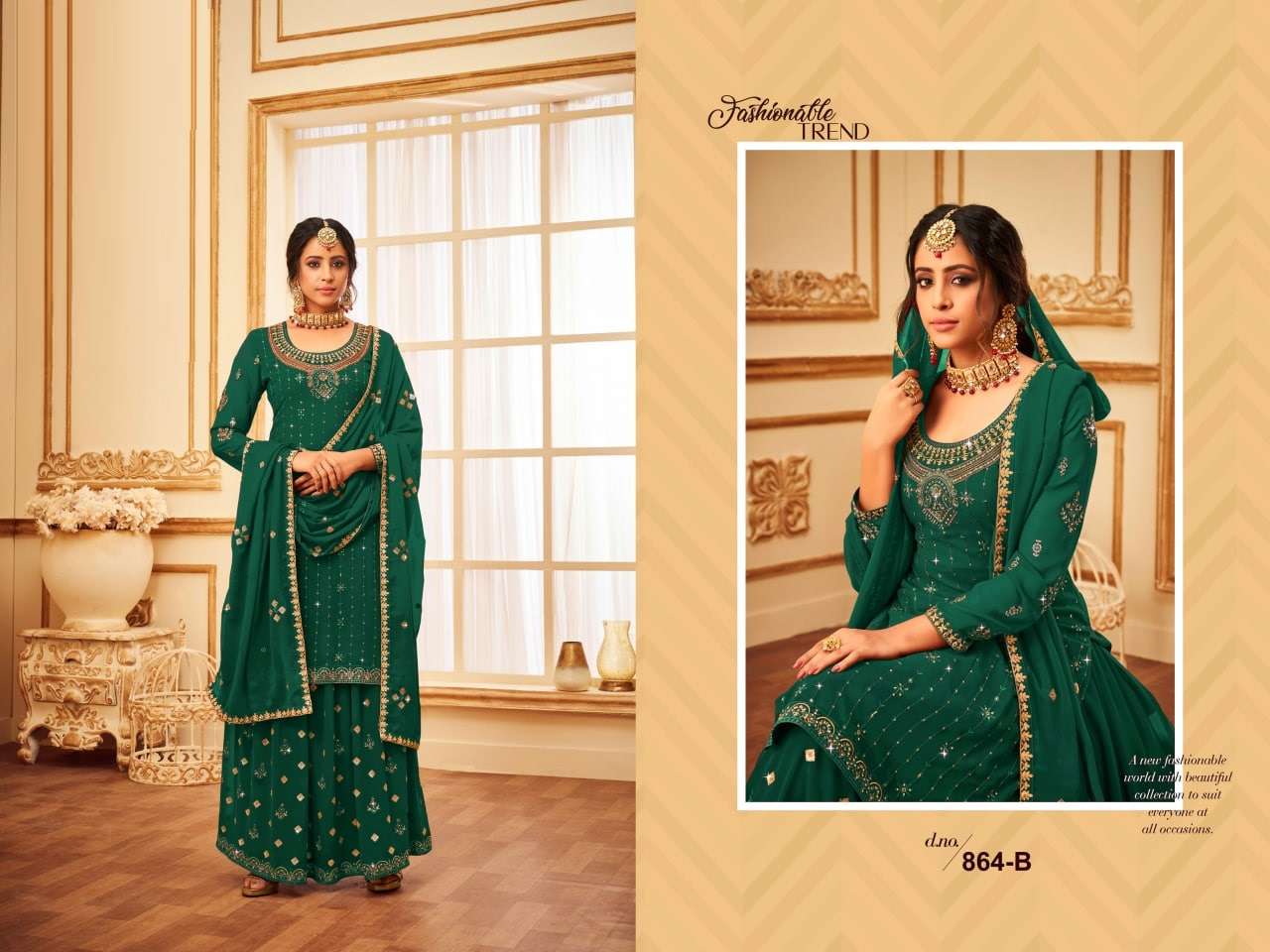 Master 864 Faux Georgette Embroidery Salwar Suits Wholesale catalog