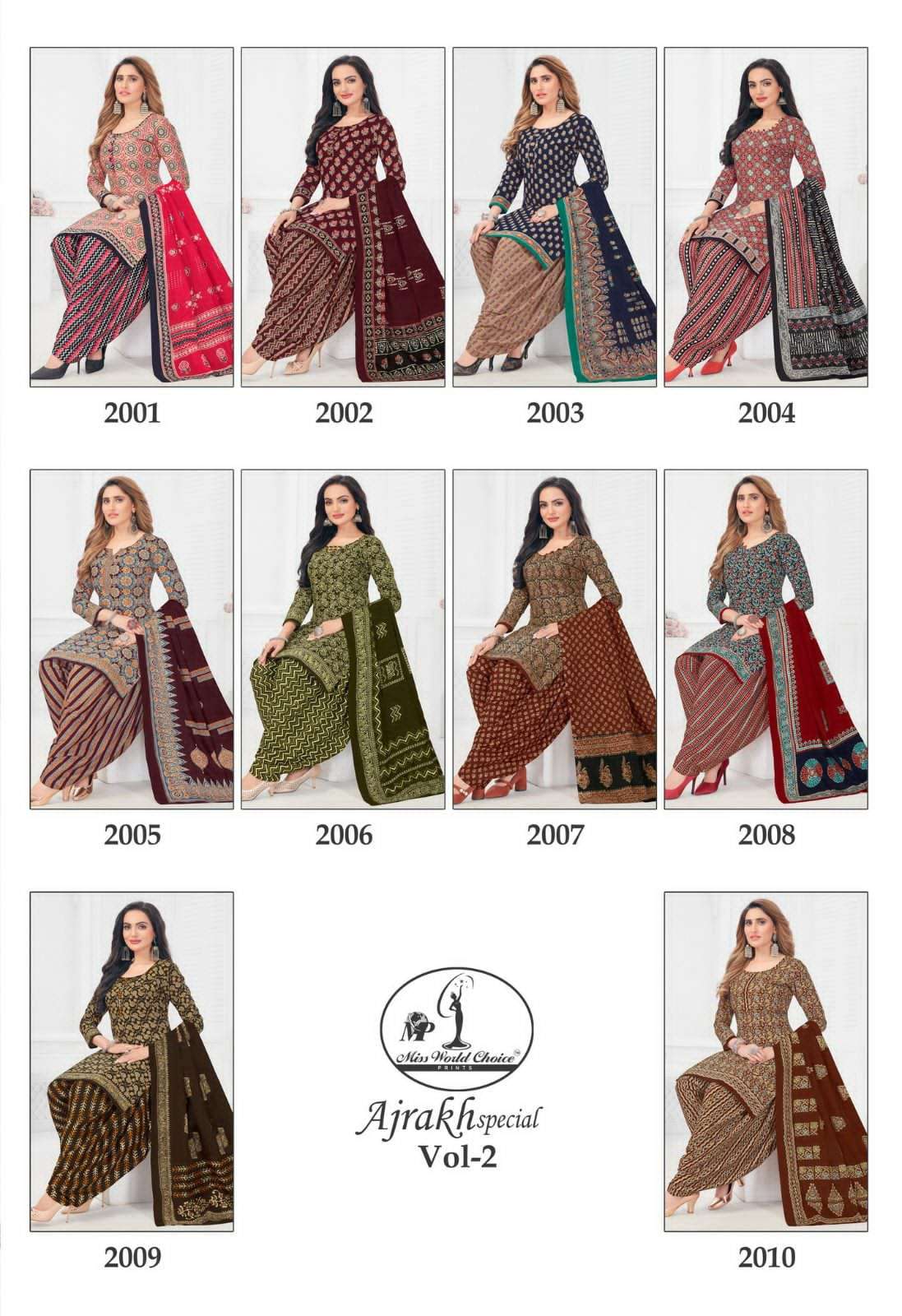 Miss World Ajrakh Vol 2 Designer Cotton Dress Material Wholesale catalog