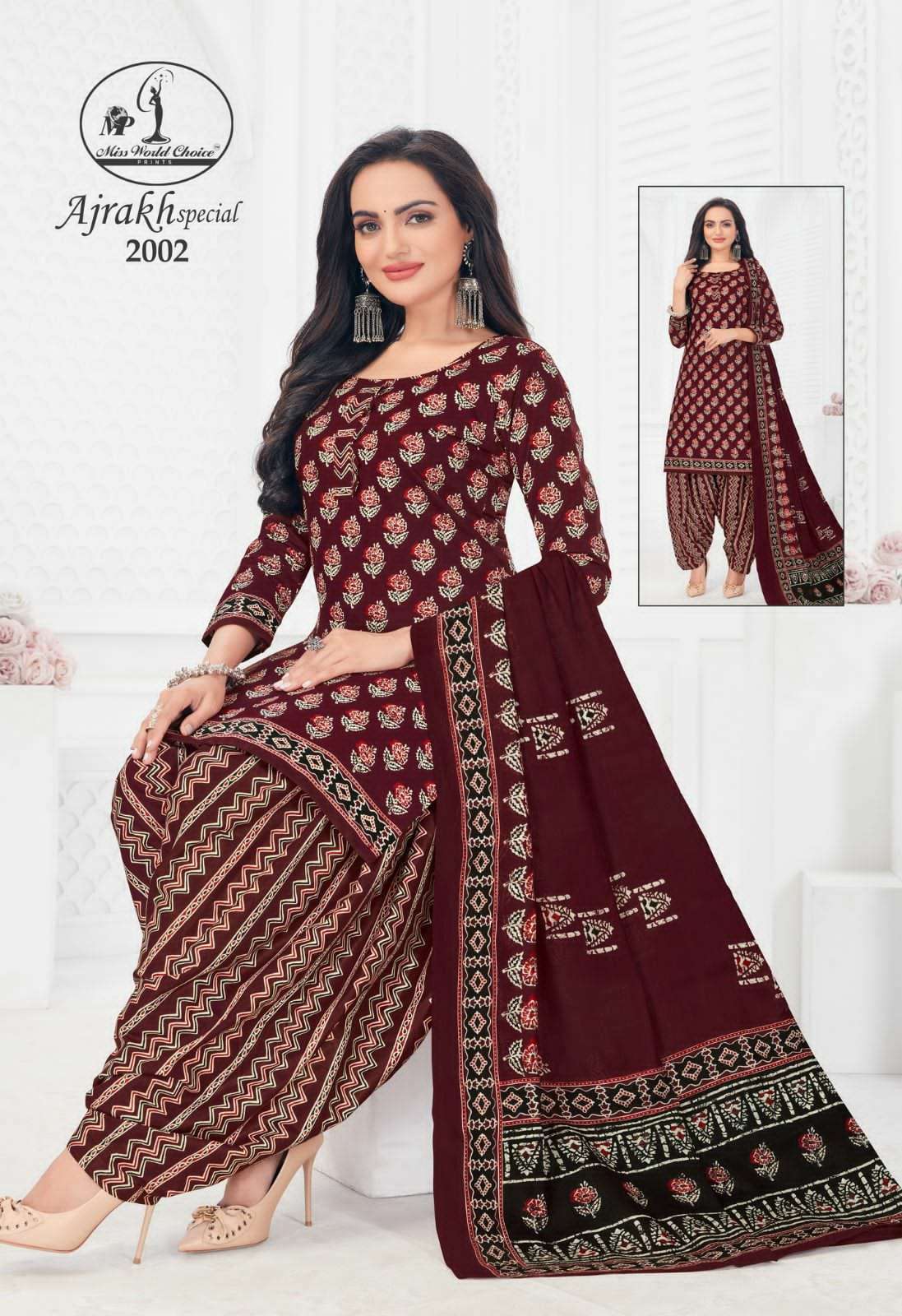 Miss World Ajrakh Vol 2 Designer Cotton Dress Material Wholesale catalog