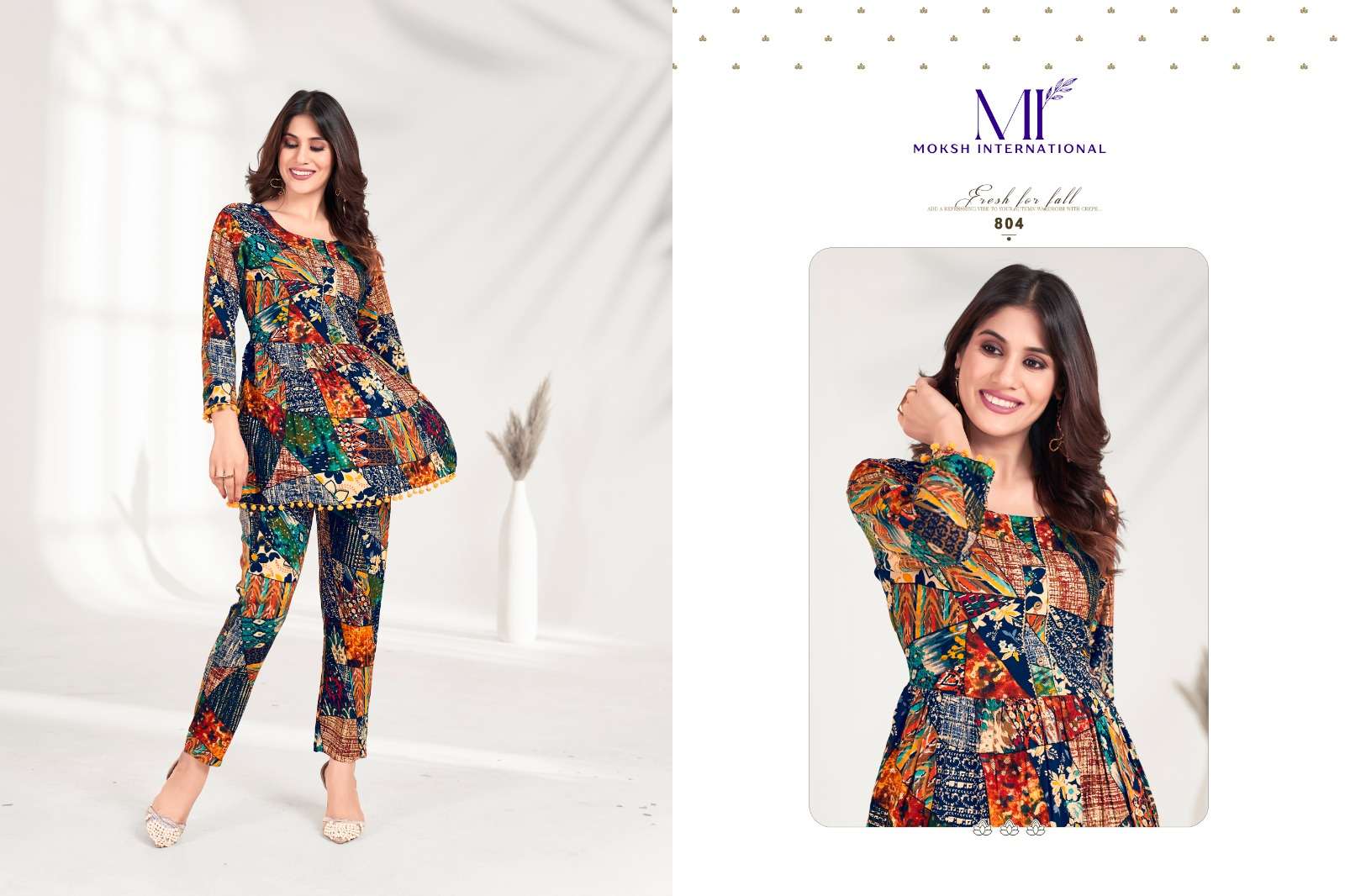 Moksh International Co-ord Set Milky Vol-1 Kurti Wholesale catalog