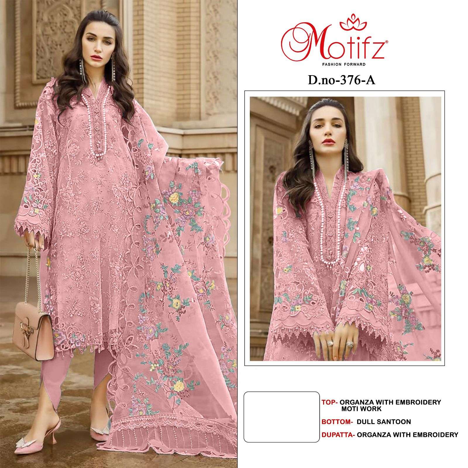 Motifz 376 A To D Organza Pakistani Salwar Kameez Wholesale catalog