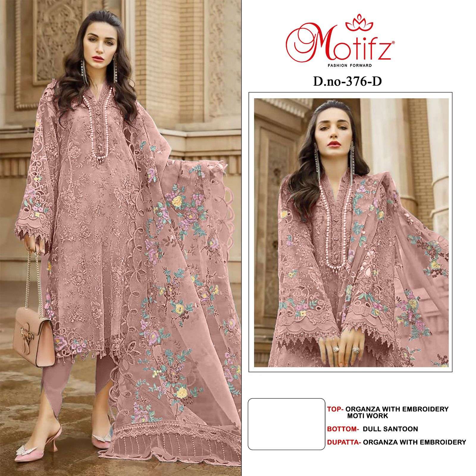 Motifz 376 A To D Organza Pakistani Salwar Kameez Wholesale catalog