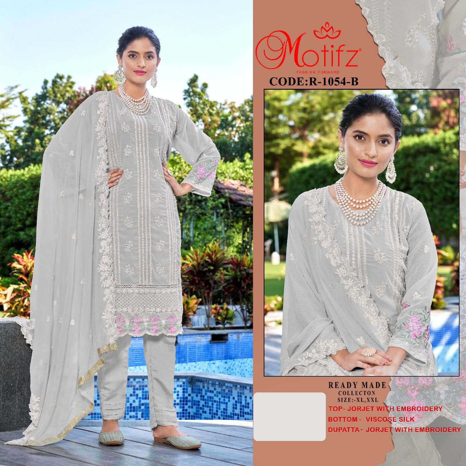 Motifz D -1054 jorjet  with embroidery  Salwar Kameez Wholesale catalog