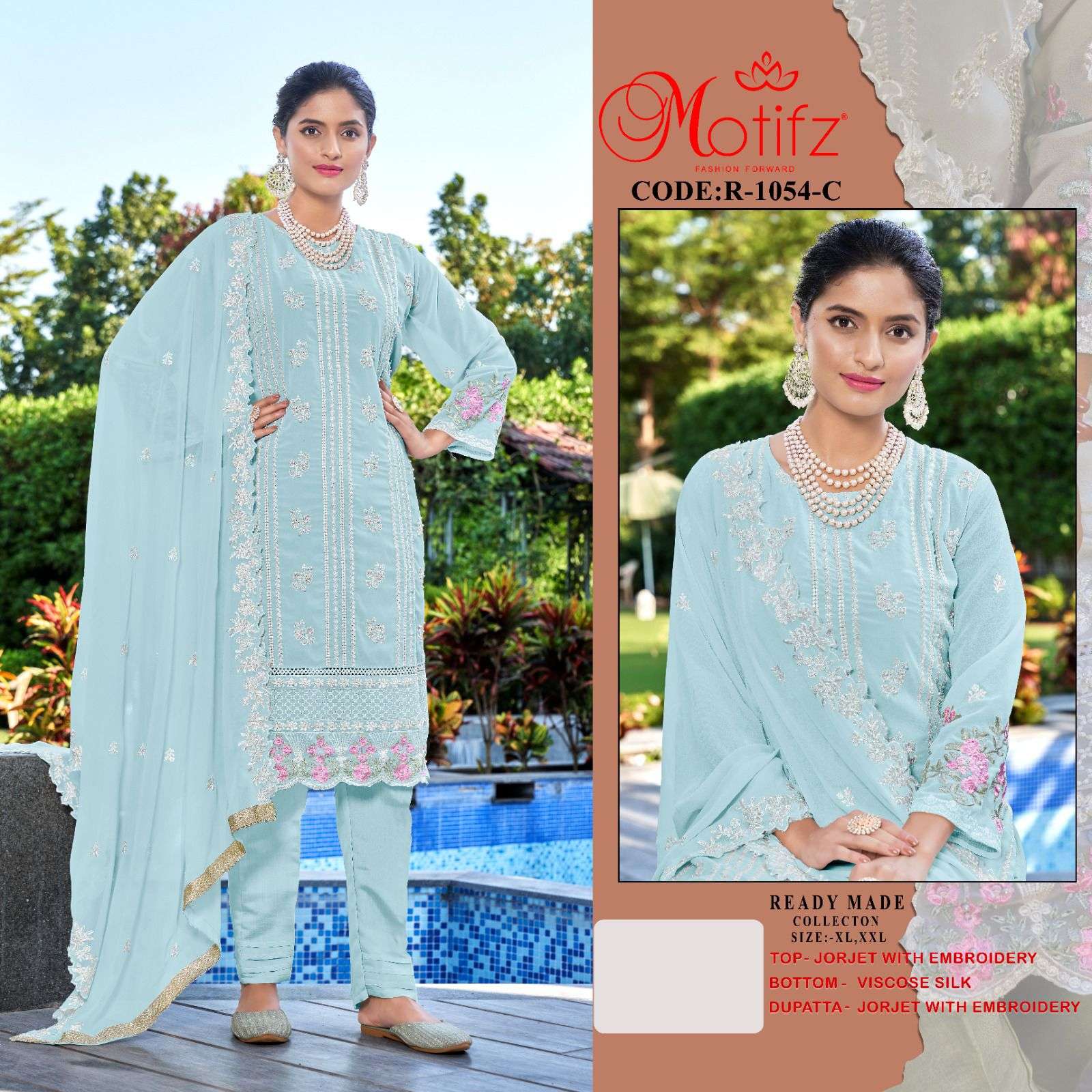 Motifz D -1054 jorjet  with embroidery  Salwar Kameez Wholesale catalog