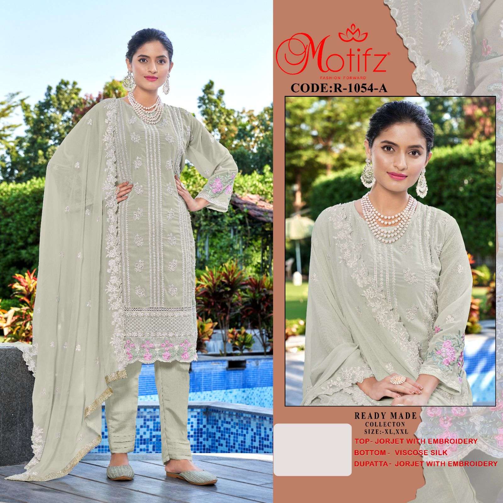 Motifz D -1054 jorjet  with embroidery  Salwar Kameez Wholesale catalog