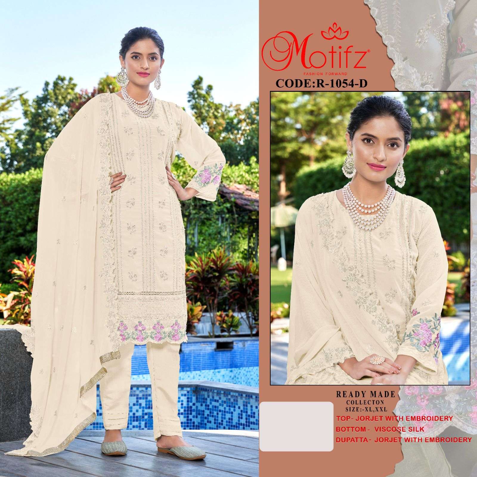 Motifz D -1054 jorjet  with embroidery  Salwar Kameez Wholesale catalog