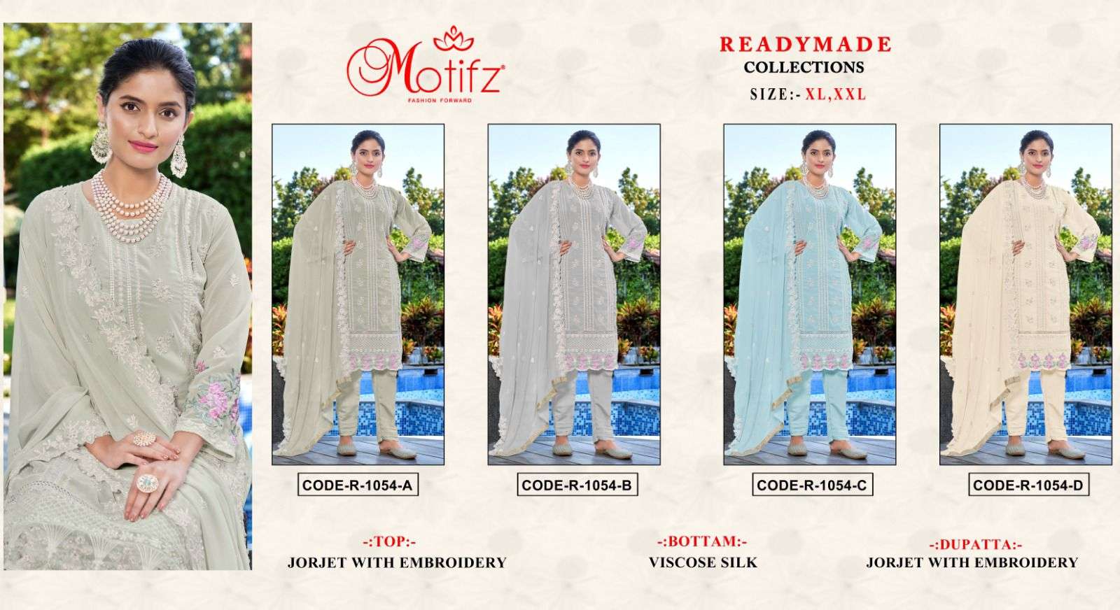 Motifz D -1054 jorjet  with embroidery  Salwar Kameez Wholesale catalog