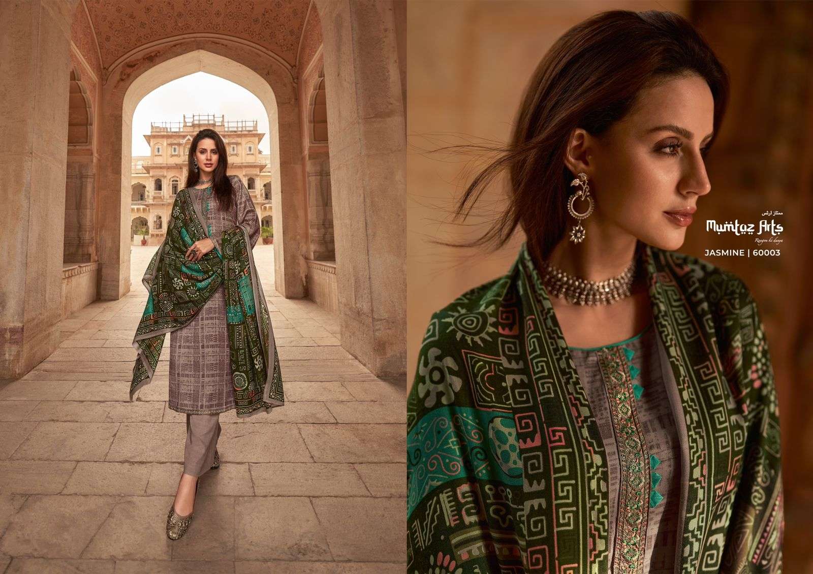 Mumtaz Jasmine Vol 2 Pashmina Embroidery Dress Material Wholesale catalog