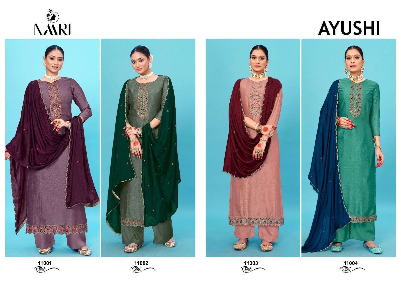 Naari Ayushi Silk Designer Salwar Kameez Wholesale Catalog 