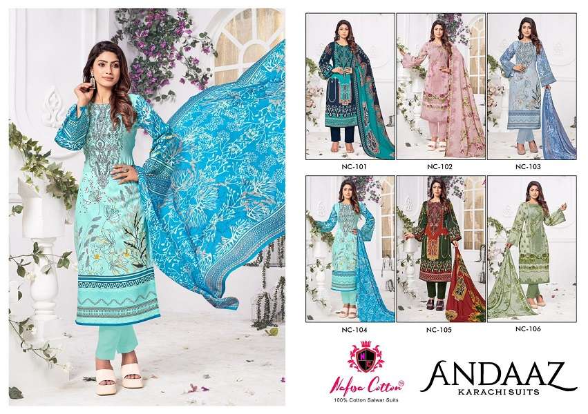 Nafisa Andaaz Karachi Cotton Dress Material Wholesale catalog