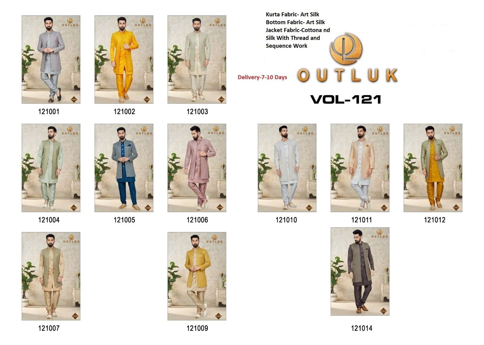 Outluk Vol 121 Mens Kurta Pajama With Jacket Wholesale catalog